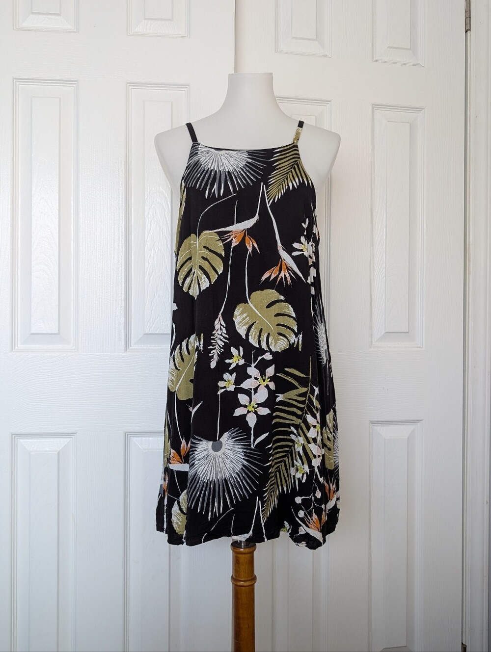 Umgee Cotton Blend Black Floral Slip Dress